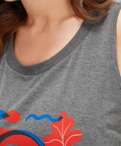 Letter & Floral Print Sleeveless Tank Top -Clothing Shop 529705026 vw