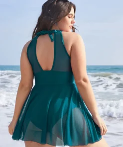 Knotted Back Mesh Insert Halter Swim Dress -Clothing Shop 52 dcd12ea9 5680 405d a8a0 bc4fad7daf1f