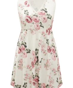 Floral Print Pocket Lace Panel Overlap Collar Tank Sleep Dress 17 Floral Print Pocket Lace Panel Overlap Collar Tank Sleep Dress -Clothing Shop 530329422 xr