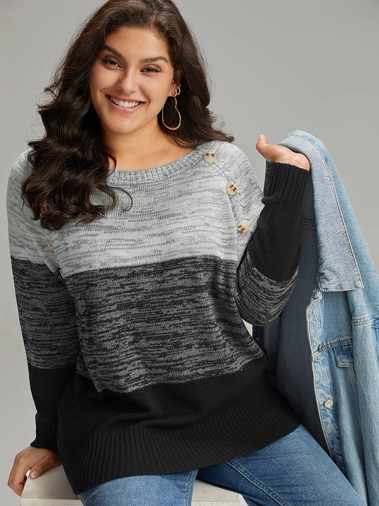 Colorblock Contrast Heather Button Detail Pullover 22 Colorblock Contrast Heather Button Detail Pullover - Image 20