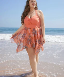 Floral Drawstring Crisscross Back Hanky Hem Swim Dress -Clothing Shop 531363796 ds 533fca2d cac1 4da7 95e1 1ea3524310f8