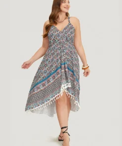 Bandana Pocket High Low Hem Wrap Tassels Trim Cami Dress -Clothing Shop 531511132 tt 1f800e18 d21c 47ed ae08 c33191d9a3e2