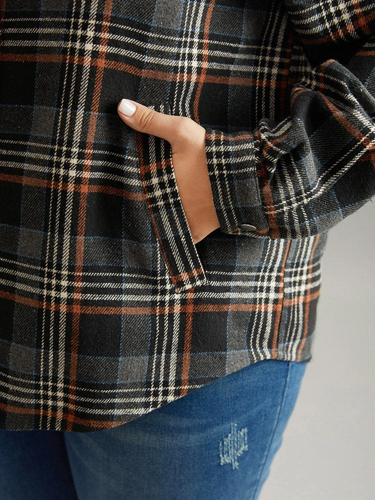 Plaid Button Fly Flap Pocket Shacket 10 Plaid Button Fly Flap Pocket Shacket - Image 8