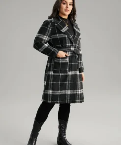 Lapel Collar Plaid Belted Contrast Coat -Clothing Shop 532018484 md e1ceadd4 926c 4166 844e bdb386d1a12f