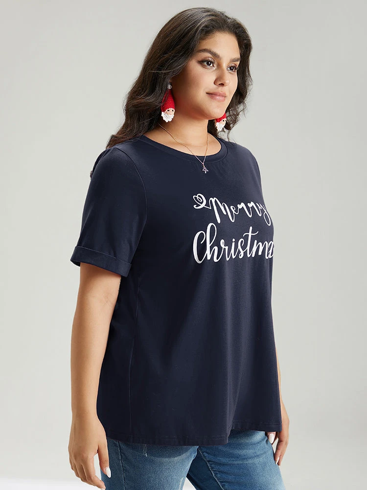 Christmas Print Round Neck T-shirt 15 Christmas Print Round Neck T-shirt - Image 13