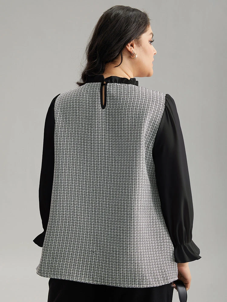 Gingham Ruffles Patchwork Frill Trim Blouse 16 Gingham Ruffles Patchwork Frill Trim Blouse - Image 14