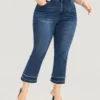 Bootcut Very Stretchy High Rise Dark Wash Fringe Detail Jeans