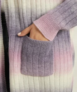 Ombre Patched Pocket Tunic Cardigan -Clothing Shop 533840606 oq