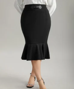 Plain Ruffles Buckle Detail Mermaid Hem Skirt -Clothing Shop 533915132 il