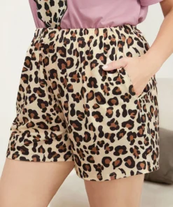 Leopard Print Pocket Sleep Shorts -Clothing Shop 533950338 ie