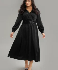 Plain Sequin Patchwork Texture Dress -Clothing Shop 534846488 qn d0295814 5b17 48c3 88a5 21dd05dd6050