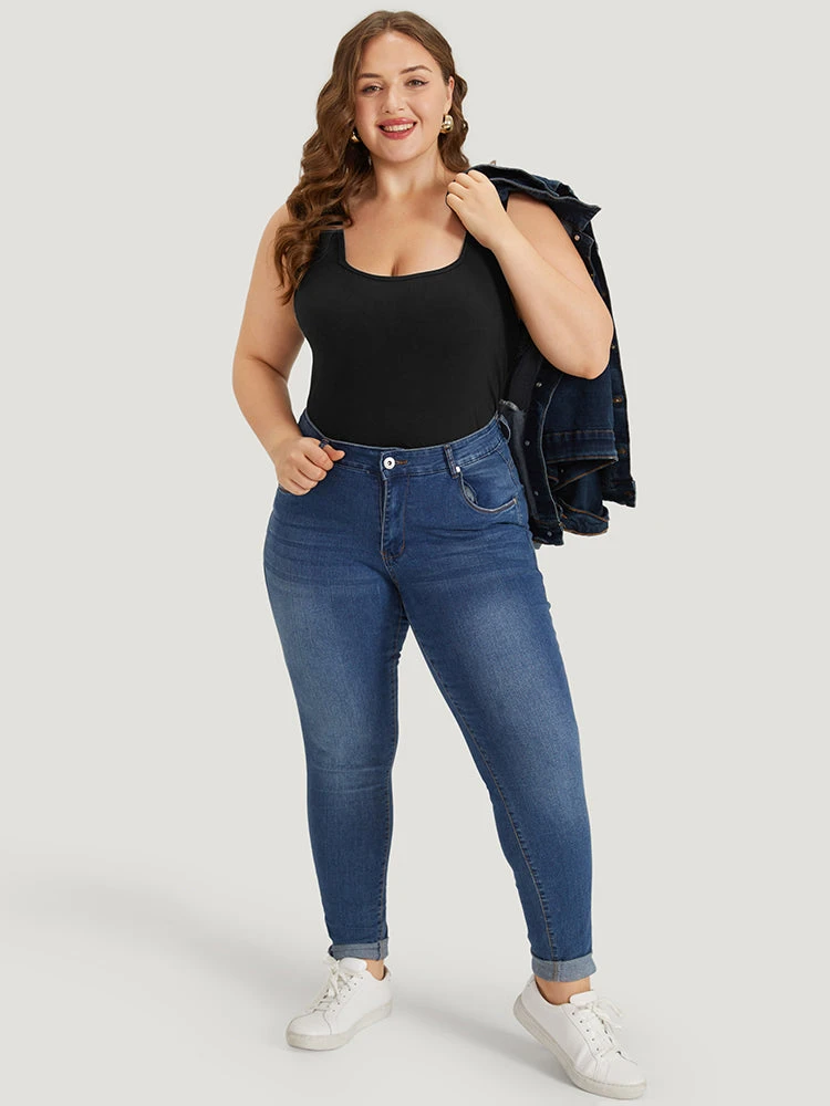 Supersoft Essentials Plain Square Neck Skinny Tank Top 13 Supersoft Essentials Plain Square Neck Skinny Tank Top - Image 11