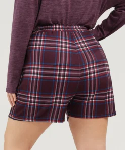 Tartan Elastic Waist Pocket Sleep Shorts -Clothing Shop 535381958 dy
