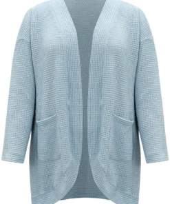 Plain Waffle Knit Pocket Asymmetrical Hem Cover Up -Clothing Shop 535458879 dd