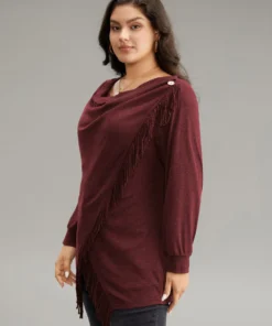 Cowl Neck Tassels Button Detail Wrap Sweatshirt -Clothing Shop 535932618 qo 89821ee8 5fa1 4378 b902 058c7fab1f5e