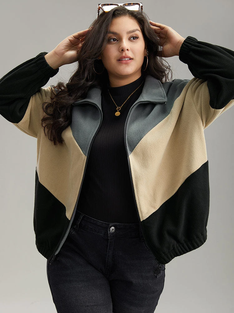 Colorblock Contrast Zipper Drop Shoulder Jacket 4 Colorblock Contrast Zipper Drop Shoulder Jacket - Image 2