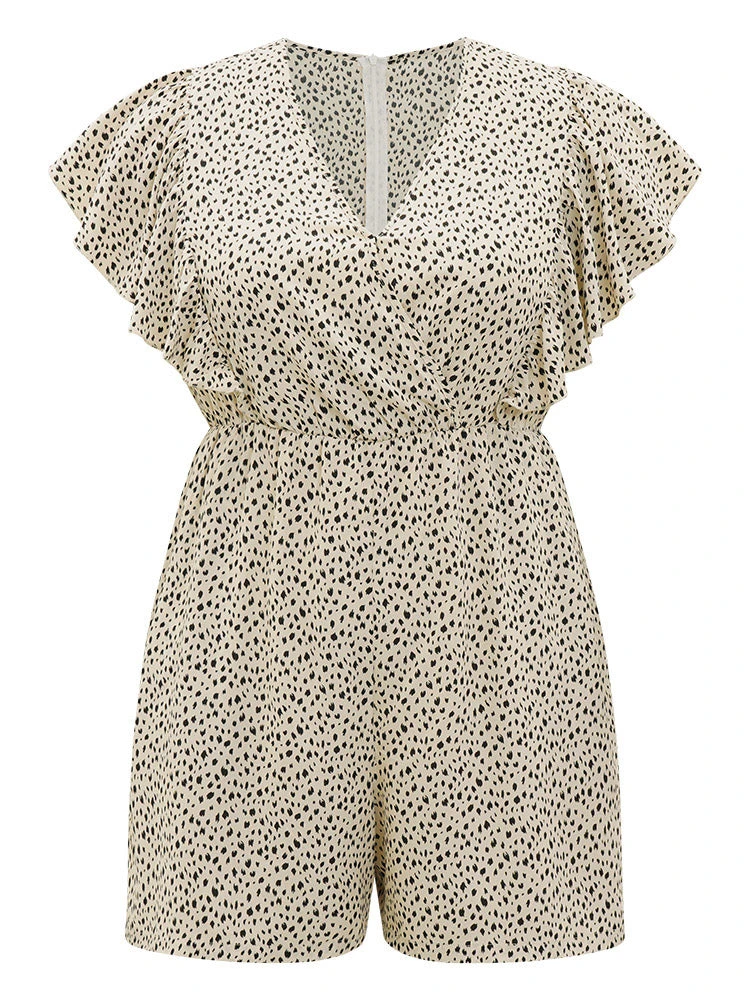 Leopard Ruffle Cap Sleeve V Neck Pocket Jumpsuit 11 Leopard Ruffle Cap Sleeve V Neck Pocket Jumpsuit - Image 9