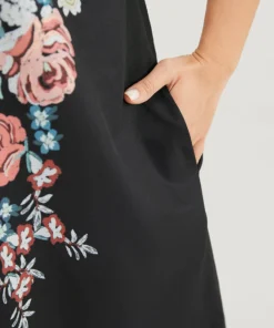 Bandana Pocket Round Neck Batwing Sleeve Dress -Clothing Shop 537146581 yt