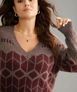 Supersoft Essentials Geometric Knit Jacquard Pullover -Clothing Shop 537687121 io