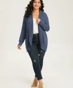 Supersoft Essentials Plain Texture Arc Hem Cardigan 38 Supersoft Essentials Plain Texture Arc Hem Cardigan -Clothing Shop 538529246 yi