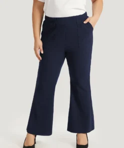 Solid Pocket Flare Leg Elastic Waist Pants 24 Solid Pocket Flare Leg Elastic Waist Pants -Clothing Shop 53859414 dk