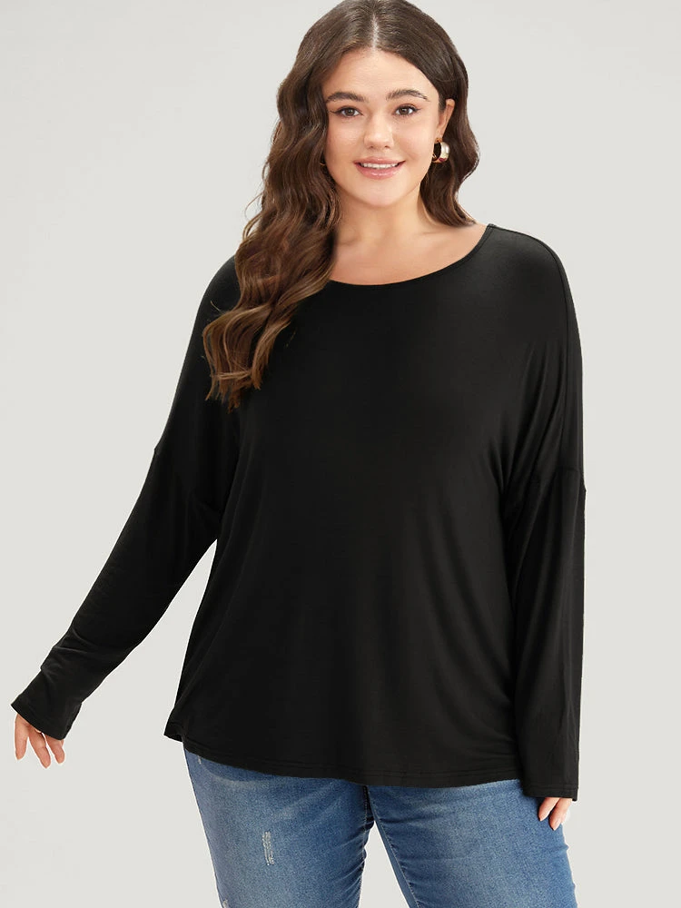 Supersoft Essentials Plain Batwing Sleeve Crew Neck T-shirt 13 Supersoft Essentials Plain Batwing Sleeve Crew Neck T-shirt - Image 11