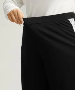 Sequin Patchwork Pocket Wide Leg Pants -Clothing Shop 539222300 ml