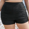 Solid High Waist Ruched Detail Swim Shorts 1 Solid High Waist Ruched Detail Swim Shorts -Clothing Shop 539241347 xj