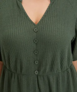 Plain Waffle Knit Pocket Button Detail Notched Jumpsuit 16 Plain Waffle Knit Pocket Button Detail Notched Jumpsuit -Clothing Shop 540507658 zm