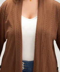 Halloween Texture Button Detail Open Front Kimono 16 Halloween Texture Button Detail Open Front Kimono -Clothing Shop 541004061 he