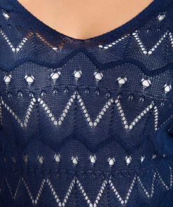 Geometric Eyelet Scalloped Trim Drop Shoulder Pullover 18 Geometric Eyelet Scalloped Trim Drop Shoulder Pullover -Clothing Shop 541858618 pj