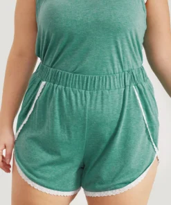 Plain Guipure Lace Wrap Side Sleep Shorts -Clothing Shop 542844319 ns