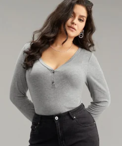 Supersoft Essentials Rib Knit Button Up Bodysuit 13 Supersoft Essentials Rib Knit Button Up Bodysuit -Clothing Shop 543037725 jp