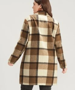 Plaid Suit Collar Double Breasted Pocket Blazer 13 Plaid Suit Collar Double Breasted Pocket Blazer -Clothing Shop 543379746 by