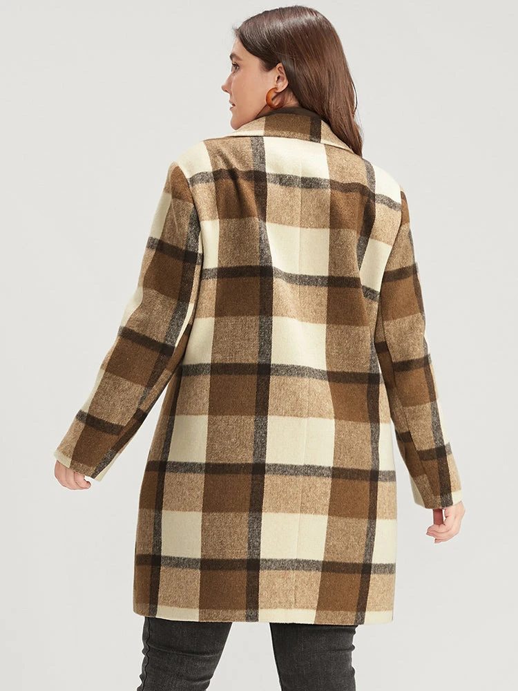 Plaid Suit Collar Double Breasted Pocket Blazer 5 Plaid Suit Collar Double Breasted Pocket Blazer - Image 3