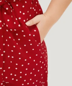 Polka Dot Pocket Belt Halter Neck Jumpsuit 17 Polka Dot Pocket Belt Halter Neck Jumpsuit -Clothing Shop 544240967 wu