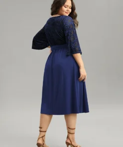 Silhouette Floral Print Belted Patchwork Velvet Dress -Clothing Shop 545121227 xv b85a22af eb79 4be8 920a 2281dc69b981