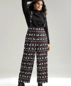 Christmas Elk Print Elastic Waist Knot Jumpsuit -Clothing Shop 546259658 qy df7358ec a728 4205 9d4f a03808c305da