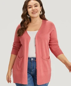 Supersoft Essentials Solid Button Down Patched Pocket Cardigan