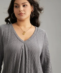 Plain Geometric Textured Plicated Detail Sweatshirt -Clothing Shop 547152260 kt d3af3a3c 9965 458c bf12 687b0dac2ffc