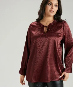 Solid Knot Neck Frill Trim Flutter Sleeve Blouse 16 Solid Knot Neck Frill Trim Flutter Sleeve Blouse -Clothing Shop 547787146 ox