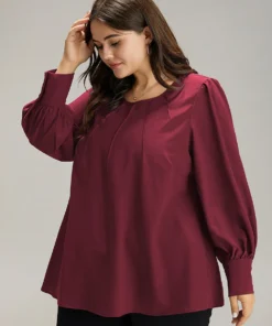 Anti-Wrinkle Solid Pleated Puff Sleeve Button Up Blouse -Clothing Shop 548105172 tr a2aeece6 f92c 4c61 b523 2842f3ab0a4f
