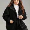 Solid Button Through Teddy Coat -Clothing Shop 548107624 wy
