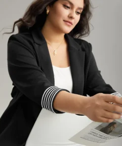 Suit Collar Striped Patchwork Blazer 16 Suit Collar Striped Patchwork Blazer -Clothing Shop 548177399 oe