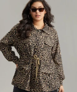 Leopard Zipper Drawstring Knot Pocket Jacket -Clothing Shop 548228503 xn 4ddbe799 84e8 45eb 9a65 20a4cd162011