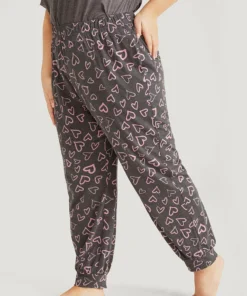 Heart Print Pocket Sleep Carrot Pants 13 Heart Print Pocket Sleep Carrot Pants -Clothing Shop 548274944 ez