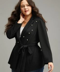 Anti-Wrinkle Pearl Beaded Belted Blazer