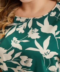 Silhouette Floral Print Knotted Cut Out Round Neck Bodysuit -Clothing Shop 551963535 th