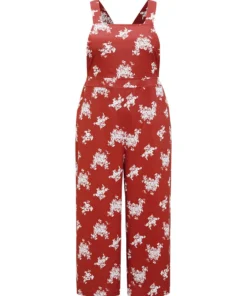 Floral Print Pocket Crossover Back Overall Jumpsuit -Clothing Shop 553796331 ic