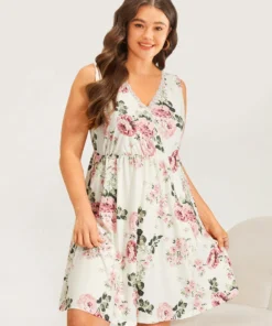 Floral Print Pocket Lace Panel Overlap Collar Tank Sleep Dress 12 Floral Print Pocket Lace Panel Overlap Collar Tank Sleep Dress -Clothing Shop 554242493 ok